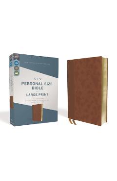 Niv, Personal Size Bible, Large Print, Leathersoft, Brown, Red Letter Edition, Comfort Print - Zondervan