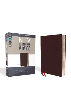 NIV, Thinline Reference Bible, Bonded Leather, Burgundy, Red Letter Edition, Comfort Print - Zondervan