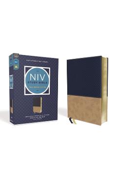 NIV Study Bible, Fully Revised Edition, Leathersoft, Navy/Tan, Red Letter, Comfort Print - Kenneth L. Barker