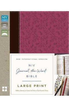 NIV, Journal the Word Bible, Large Print, Imitation Leather, Pink/Brown: Reflect, Journal, or Create Art Next to Your Favorite Verses - Zondervan