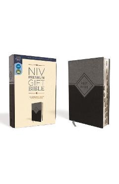 Niv, Premium Gift Bible, Leathersoft, Black/Gray, Red Letter Edition, Indexed, Comfort Print - Zondervan