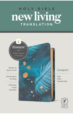 NLT Compact Bible, Filament Enabled Edition (Red Letter, Leatherlike, Teal Palm) - Tyndale