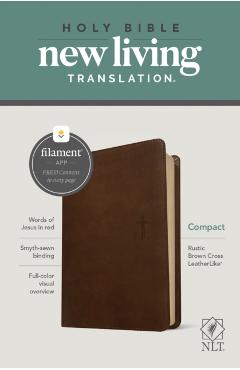 NLT Compact Bible, Filament Enabled Edition (Red Letter, Leatherlike, Rustic Brown) - Tyndale