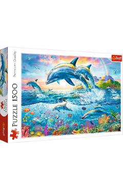 Puzzle 1500. Familia de delfini