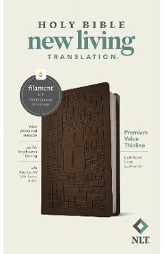 NLT Premium Value Thinline Bible, Filament Enabled Edition (Leatherlike, Dark Brown Cross) - Tyndale