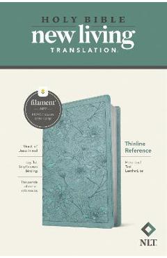 NLT Thinline Reference Bible, Filament Enabled Edition (Red Letter, Leatherlike, Floral Leaf Teal) - Tyndale