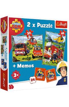 Puzzle 2 in 1 + Memo. Pompierii in actiune