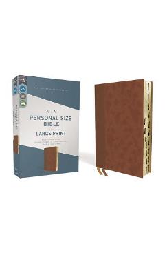 Niv, Personal Size Bible, Large Print, Leathersoft, Brown, Red Letter, Thumb Indexed, Comfort Print - Zondervan