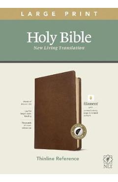 NLT Large Print Thinline Reference Bible, Filament Enabled Edition (Red Letter, Leatherlike, Rustic Brown, Indexed) - Tyndale