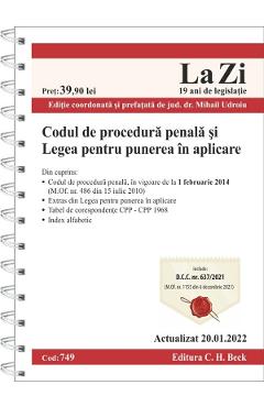 Codul de procedura penala si Legea pentru punerea in aplicare Act.20.01.2022