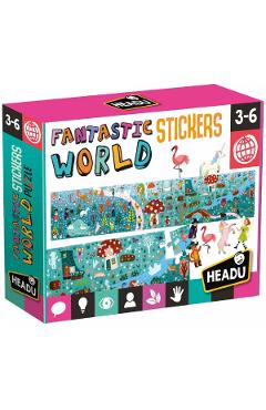 Puzzle: Lumea fantastica cu stickere