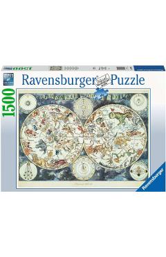 Puzzle 1500. Harta lumii creaturi fantastice