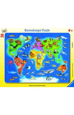 Puzzle 30. Harta lumii cu animale