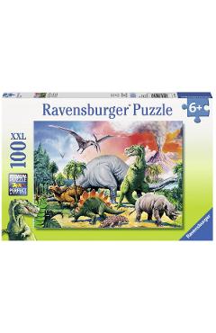 Puzzle 100. Printre dinozauri