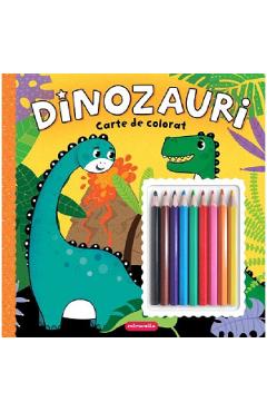 Dinozauri. Carte de colorat cu creioane