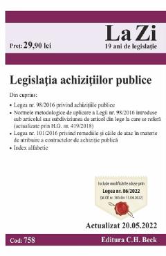 Legislatia achizitiilor publice. Act. la 20.05.2022