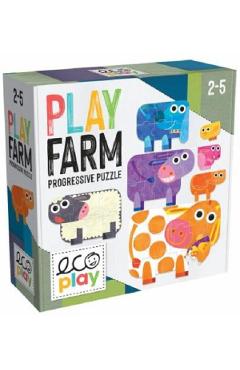 Puzzle-uri progresive animale mari si mici 2-5 ani