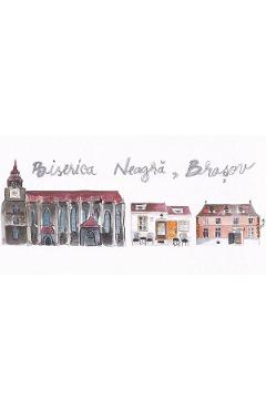 Carte postala: Biserica Neagra, Curtea J. Honterus Nr.8 si Nr.9