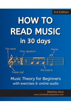 How to Read Music in 30 Days: Music Theory for Beginners - with exercises & online audio - Matthew Ellul