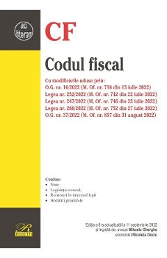 Codul fiscal Ed.6 Act. 11 septembrie 2022 2022 2022
