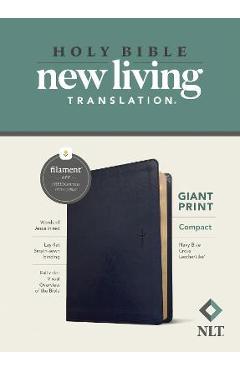 NLT Compact Giant Print Bible, Filament Enabled Edition (Red Letter, Leatherlike, Navy Blue Cross) - Tyndale