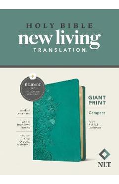 NLT Compact Giant Print Bible, Filament Enabled Edition (Red Letter, Leatherlike, Peony Rich Teal) - Tyndale