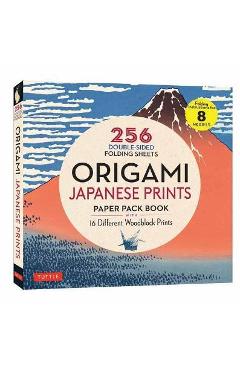 Origami Japanese Prints Paper Pack Book: 256 Double-Sided Folding Sheets with 16 Different Japanese Woodblock Prints with Solid Colors on the Back (In - Tuttle Publishing