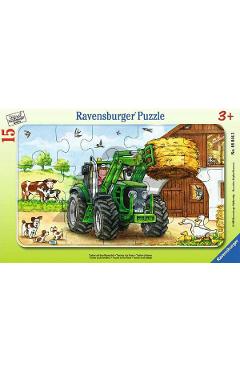 Puzzle 15 piese: Tractor la ferma