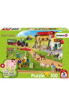 Puzzle 100 piese: Ferma si piata + figurina