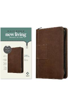 NLT Thinline Reference Zipper Bible, Filament Enabled Edition (Red Letter, Leatherlike, Atlas Rustic Brown) - Tyndale