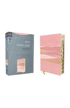 Niv, Thinline Bible, Leathersoft, Pink, Red Letter, Thumb Indexed, Comfort Print - Zondervan