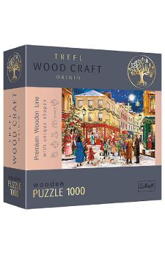 Puzzle 1000 din lemn. Strada pregatita de Craciun