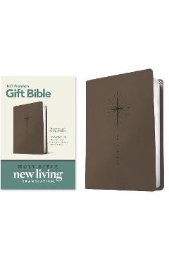 Premium Gift Bible NLT (Red Letter, Leatherlike, Star Cross Taupe) - Tyndale
