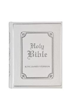 KJV Holy Bible, Classically Illustrated Heirloom Family Bible, Faux Leather Hardcover - Ribbon Markers, King James Version, White/Silver - Christianart Gifts