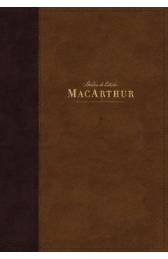 Nbla Biblia de Estudio Macarthur, Leathersoft, Café, Interior a DOS Colores - John F. Macarthur