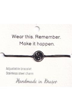 Bratara: Wear this. Remember. Make it happen - Yin si Yang argintiu