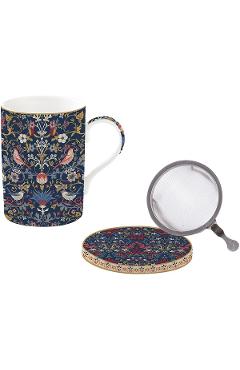 Cana 3 piese: Model floral albastru