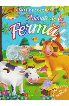 Carte de colorat cu abtibilduri: Animale de la ferma