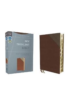 Niv, Thinline Bible, Leathersoft, Brown, Red Letter, Thumb Indexed, Comfort Print - Zondervan