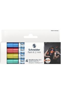 Set 4 markere metalic paint-it 2 mm: albastru, rosu, galben, verde