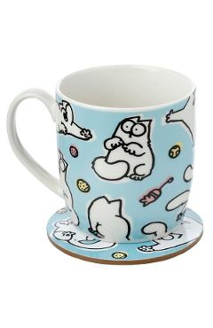 Cana + coaster: Simon's Cat. Albastru