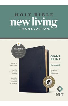 NLT Compact Giant Print Bible, Filament-Enabled Edition (Red Letter, Leatherlike, Navy Blue Cross, Indexed) - Tyndale