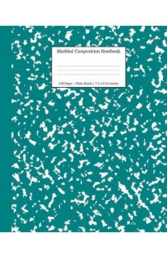 Marbled composition notebook: teal marble wide ruled paper subject book - young dreamers press