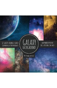 Galaxy Background Scrapbook Paper Pad 8x8 Scrapbooking Kit for Papercrafts, Cardmaking, DIY Crafts, Space Pattern Design, Multicolor