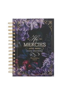 Christian Art Gifts Journal W/Scripture for Women How Mercies Are New Lamentations 3: 22-23 Bible Verse Purple Roses 192 Ruled Pages, Large Hardcover - Christianart Gifts