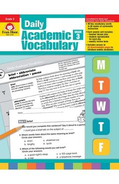 Daily academic vocabulary, grade 3 teacher edition - evan-moor corporation