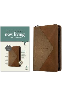 NLT Large Print Thinline Reference Zipper Bible, Filament-Enabled Edition (Red Letter, Leatherlike, Messenger Stone & Camel, Indexed) - Tyndale