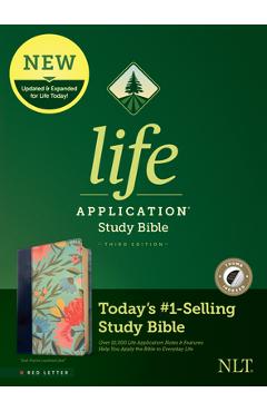 NLT Life Application Study Bible, Third Edition (Red Letter, Leatherlike, Teal Floral, Indexed) - Tyndale - Imagine 1