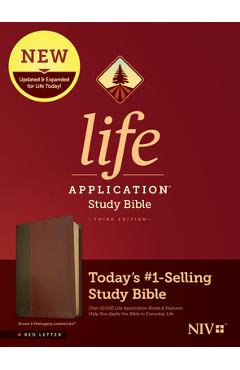 Niv life application study bible, third edition (red letter, leatherlike, brown/mahogany) - tyndale
