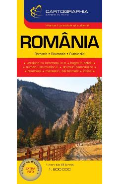 Romania. Harta turistica si rutiera - CARTOGRAPHIA